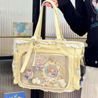 Y2K Ita Bag Damen – Sac fourre-tout transparent et bandoulière au style japonais Lolita, grand sac fourre-tout DIY Display 