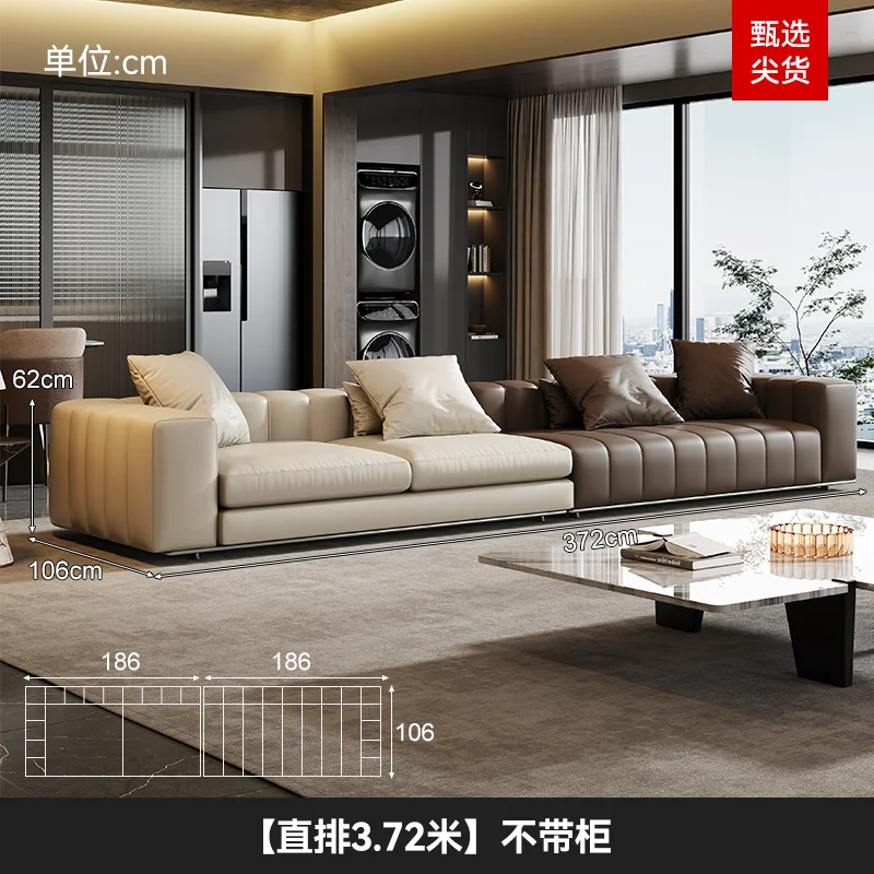 Luxus Lounge Sofa aus Echtleder im nordischen Stil – Kompaktes Designer-Ecksofa mit High-Rebound-Polsterung für modernes Wohnen