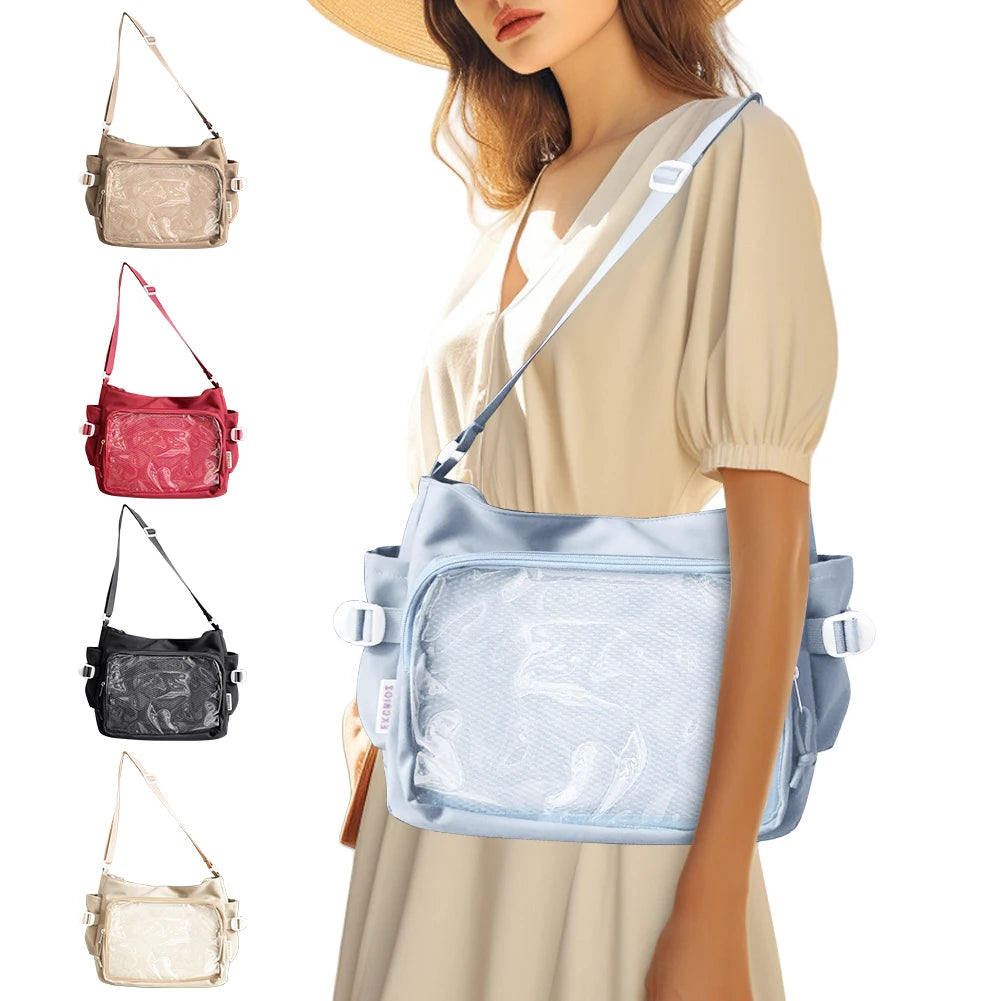 Sac Ita pour femme au style japonais – Sac à dos avec fenêtre claire, multi-poches et sacs de rangement