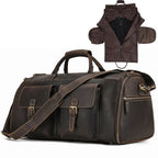 Luufan Herren Reisetasche aus Crazy Horse Leder – Faltbare Anzugtasche mit Schuhfach & Cowhide Duffel Bag