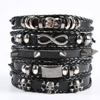 Viking Lederarmband mit Totenkopf – Verstellbares Herren- & Unisex Armband im Neo-Gothic Stil, Geflochtenes Lederarmband
