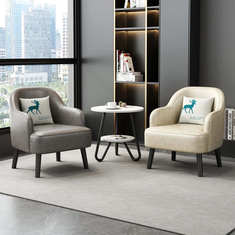 Moderner Lounge-Sessel aus Kunstleder – Bequemer Einzelsessel für Wohnzimmer, Schlafzimmer &amp; Büro, kompakter Relax- &amp; Accent Chair