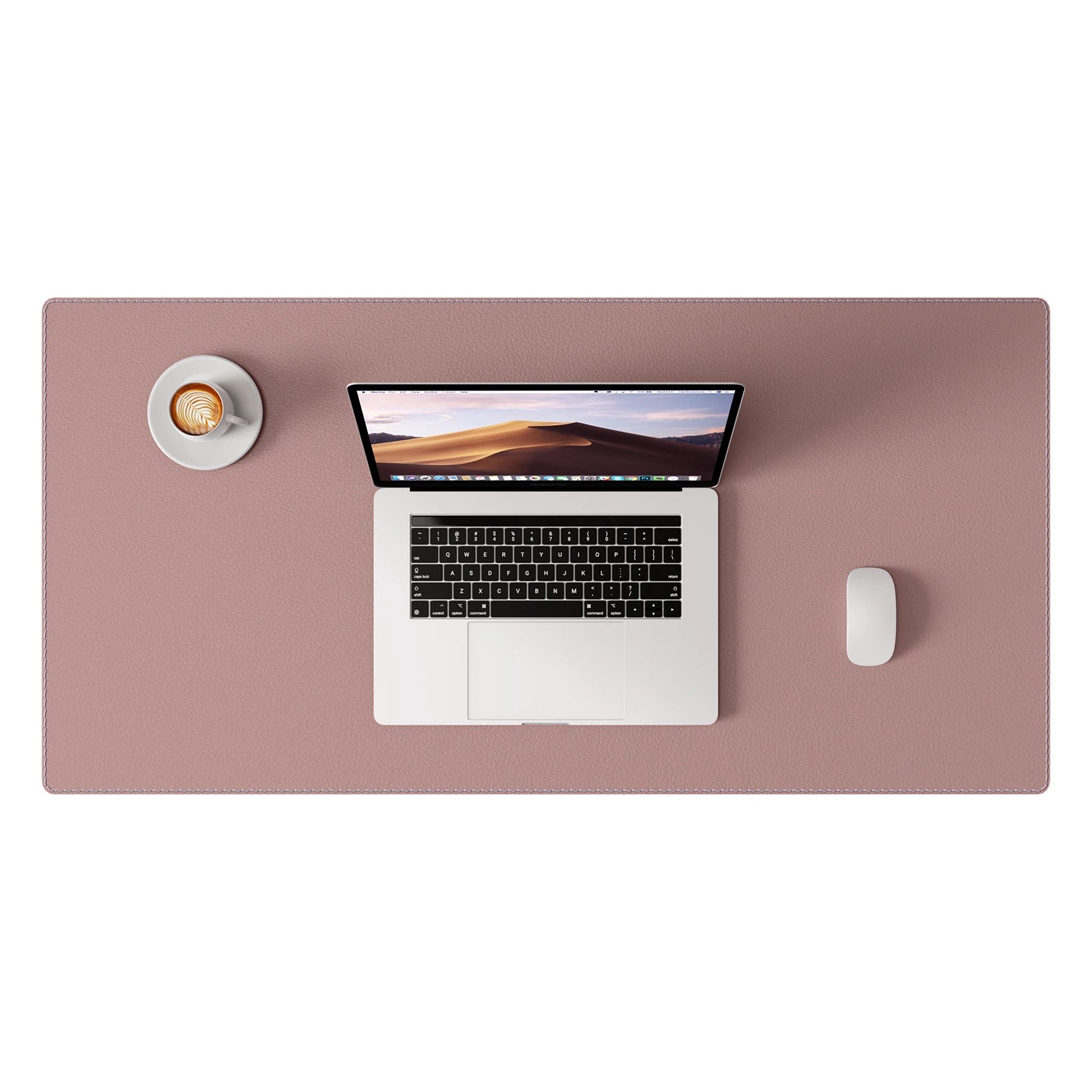 Große Leder Schreibtischunterlage mit genähten Kanten – Rutschfeste PU Leder Desk Mat & Mousepad für Büro, Homeoffice & Schule