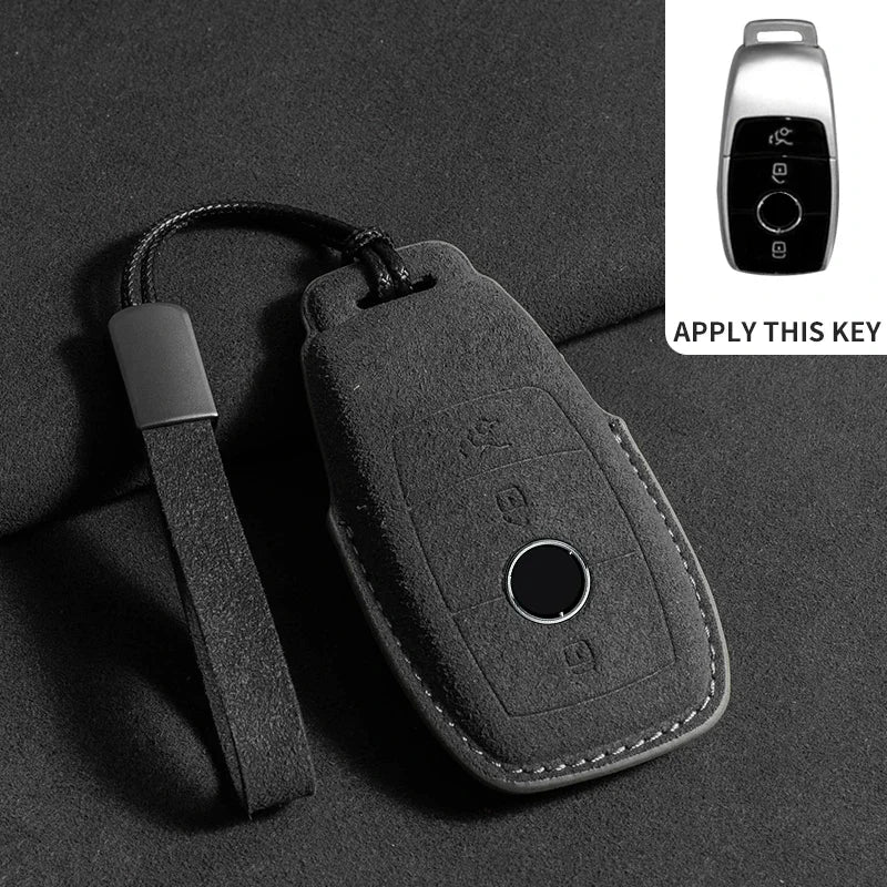 Wildleder Autoschlüssel Hülle für Mercedes-Benz – Edles Key Case Cover für E-Klasse W213/W205, CLA & AMG Modelle (2018–2020)