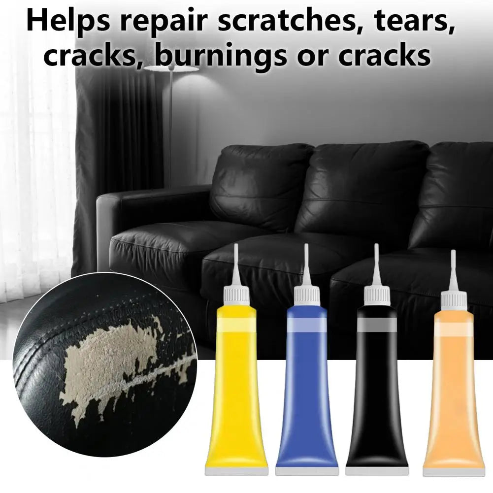 20 ml Kunstleder Reparatur Set – Färbe- & Reparaturcreme mit Pinsel & Spachtel für Autositze, Sofas & Möbel
