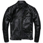 Vintage Herren Lederjacke aus echtem Rindsleder – Slim Fit Bikerjacke in Braun mit Stehkragen für Frühling & Herbst