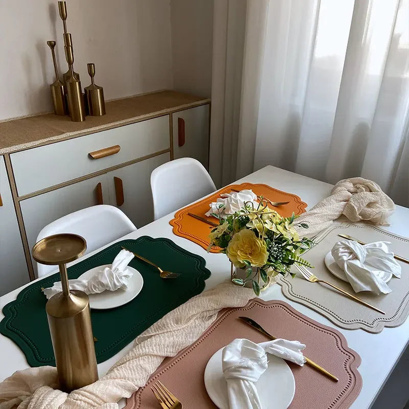 Irrégulières PU Leder Platzset im Nordic Style – Wasserdicht, hitzeisolierend &amp; rutschfest, moderne Tischmatte für Küche &amp; Essbereich
