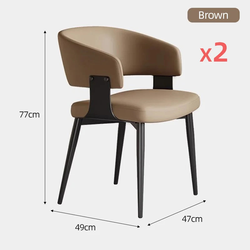 Moderne Leder-Esszimmerstühle mit umlaufender Rückenlehne – Elegante Luxus-Küchenstühle mit Stahlbeinen für Wohnzimmer, Café & Restaurant