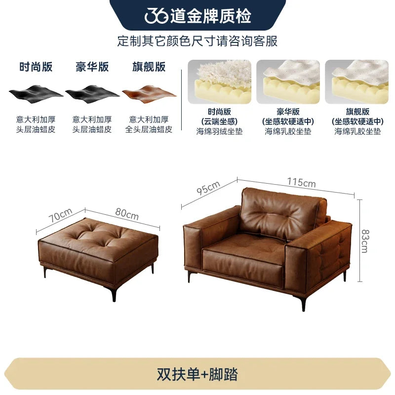 Designer Luxus Ledersofa in Braun – Oversize L-Form Wohnlandschaft für stilvolle Wohnzimmer & exklusive Villen