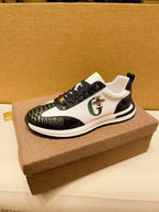 HUISONG Herren Leder Sneakers – Luxus Business Casual Schuhe, atmungsaktiv, wasserdicht, Designer-Style mit tierischen Prints