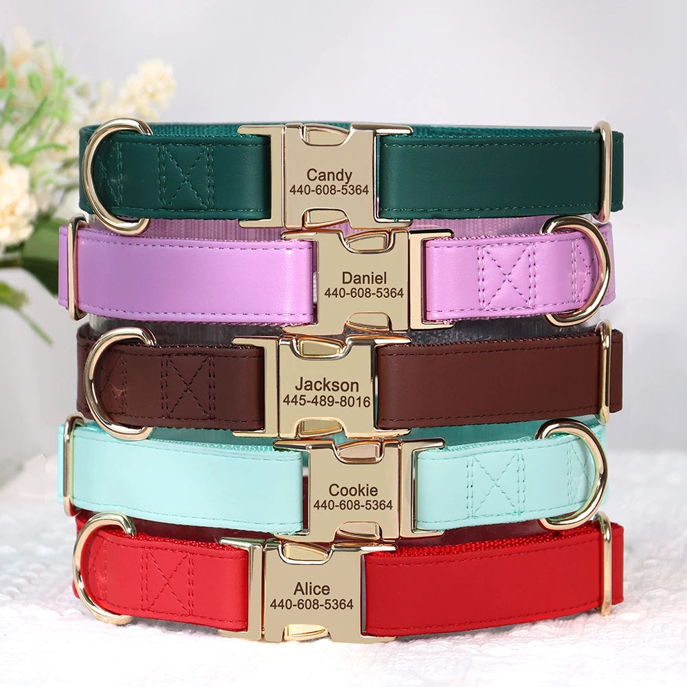 Ensemble de harnais et de laisse personnalisés pour chiens en cuir PU – Attaches individuelles avec ceinture pour petits et grands chiens 