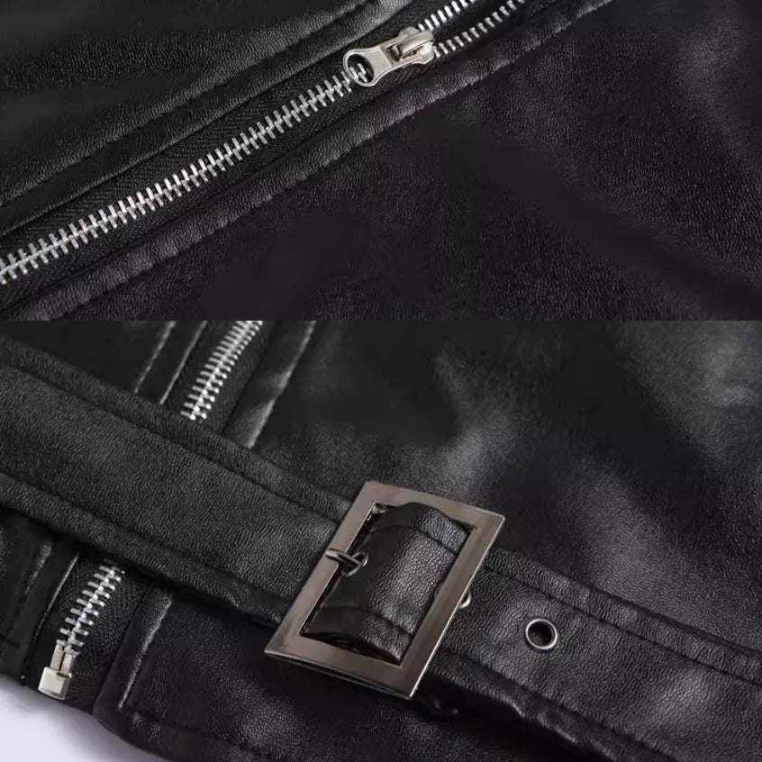 Herren Steampunk Lederweste – Vintage Motorrad Weste im Victorian Gothic Style mit mehreren Reißverschlüssen, ärmellos