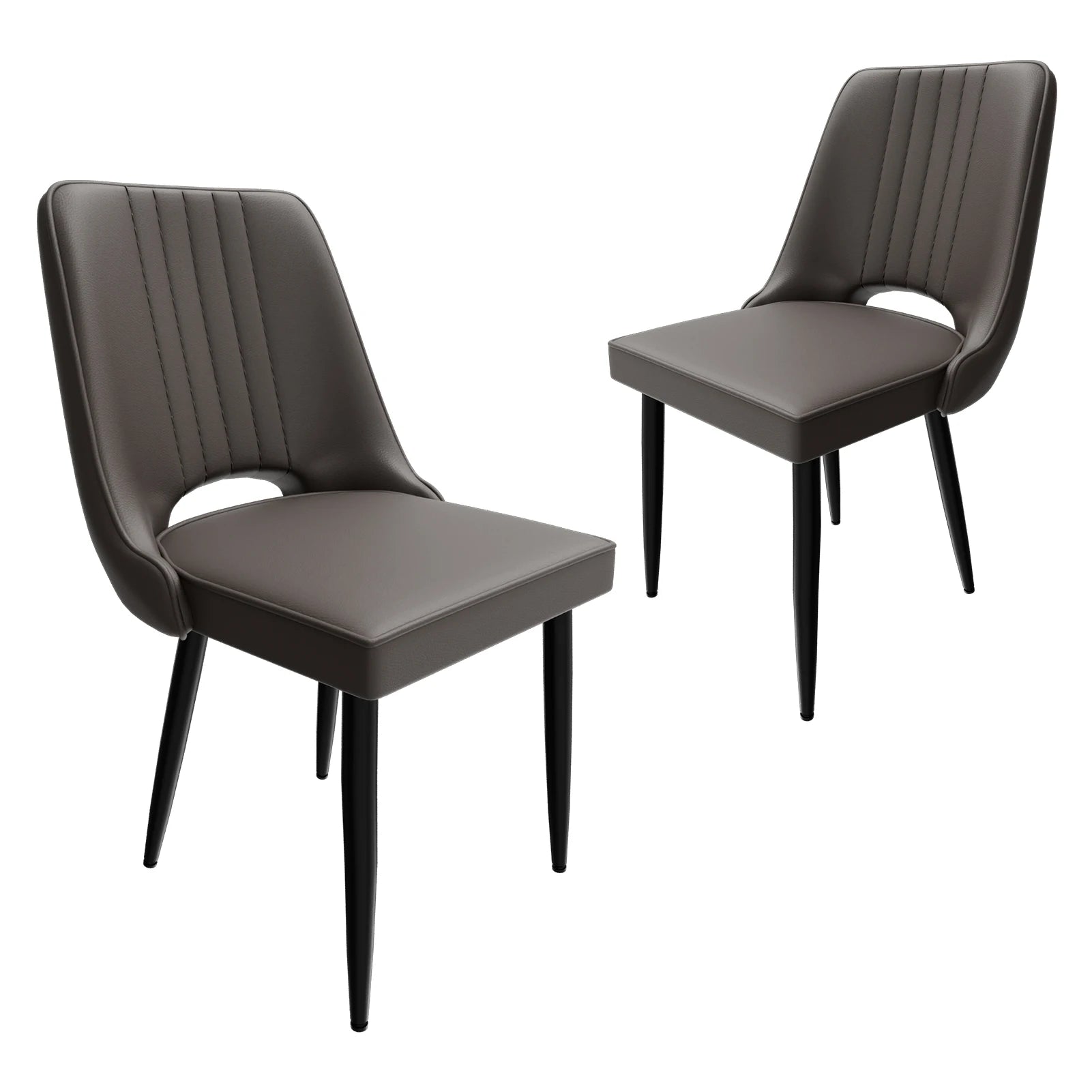 Set aus 2 modernen Esszimmerstühlen aus Kunstleder – Gepolsterte Dining Chairs mit hoher Rückenlehne & Metallbeinen für Küche & Esszimmer