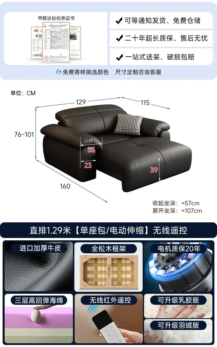 Luxuriöses schwarzes Echtleder Sofa mit Relax- & Schlaffunktion – Modernes Designer Ecksofa & Daybed für stilvolle Wohnzimmer