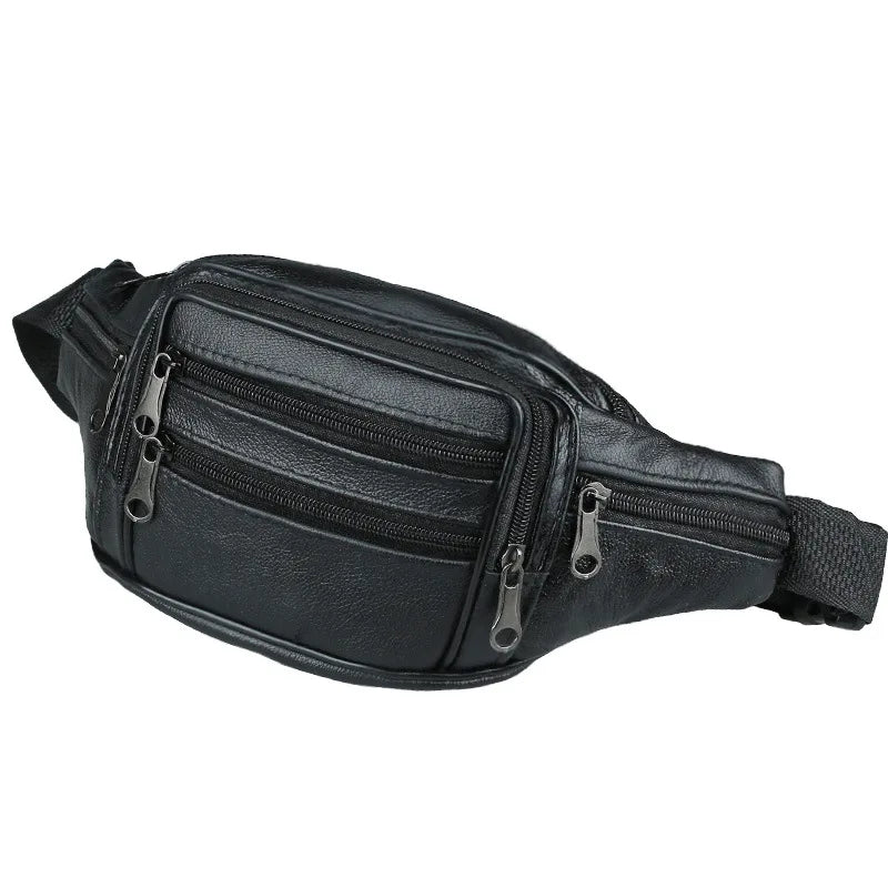 MOONBIFFY 2024 Echtleder Bauchtasche – Wasserdichte Fanny Pack & Chest Bag, Sportliche Hip Bag mit Reißverschluss und Anti-Diebstahl-Funktion