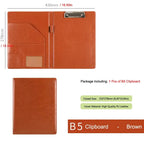 A5 / B5 Carpeta de cuero con Klemmbrett – Carpeta de negocios negra con cuero PU | Mapas de documentos y portapapeles para oficinas y reuniones 