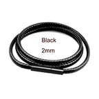 Cuir Noir Halskette mit Kette – Handgeflochtene DIY Kordel für Damen &amp; Herren, longue cuirette 40–70 cm