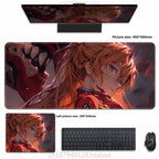 Asuka Langley XXL Anime Tapis de souris en cuir PU – Tapis de souris de jeu étanche au design Neon Genesis Evangelion