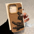 Schwarze iPhone Hülle im Krokodil-Look – Matte TPU Handyhülle in Lederoptik für iPhone 17, 16 Pro Max, 16 Plus, 15, 14, 13, 12, 11, XS, XR & XS Max