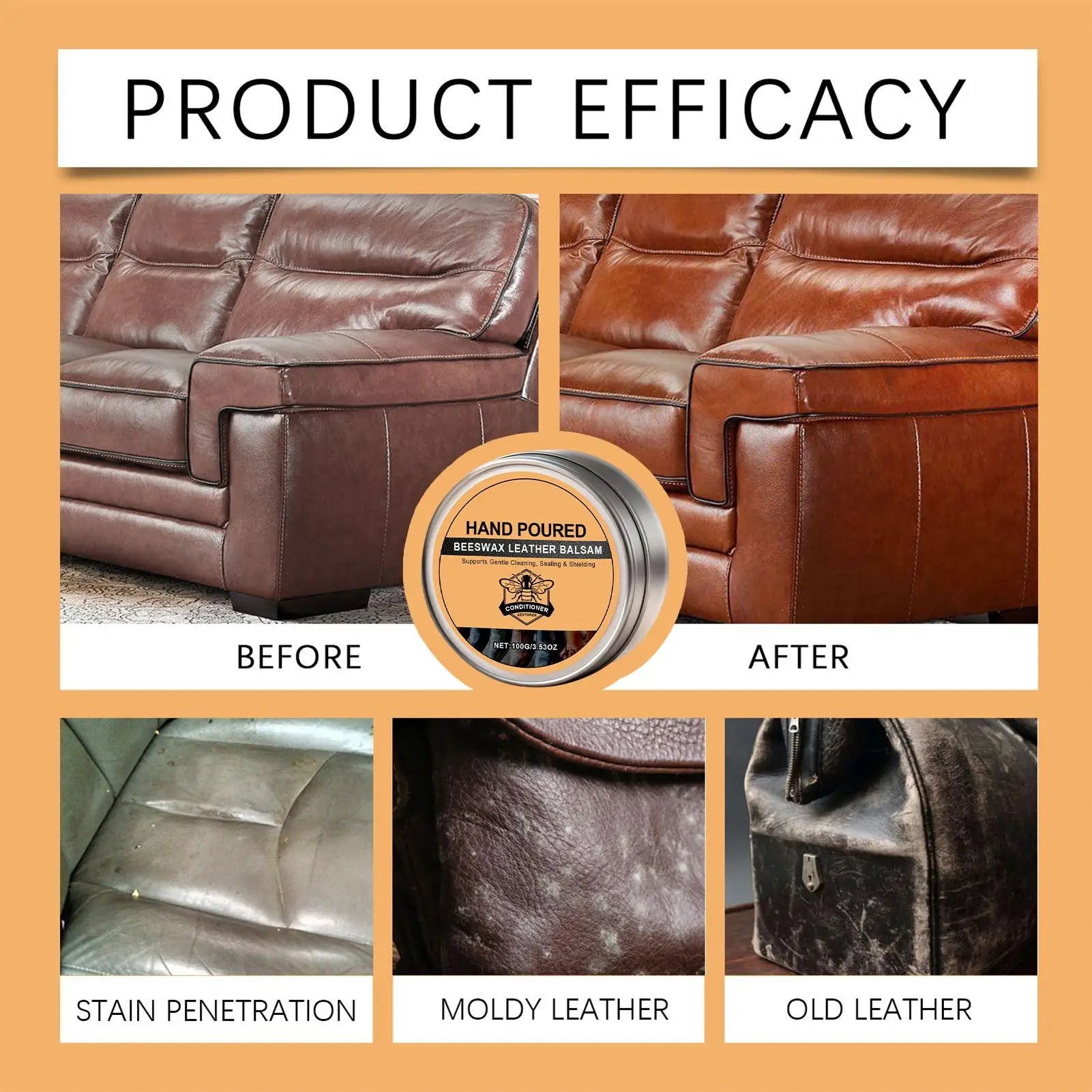 Leder Conditioner mit Bienenwachs – Pflege- & Restaurationsbalsam für Schuhe, Möbel, Jacken, Taschen & Autositze