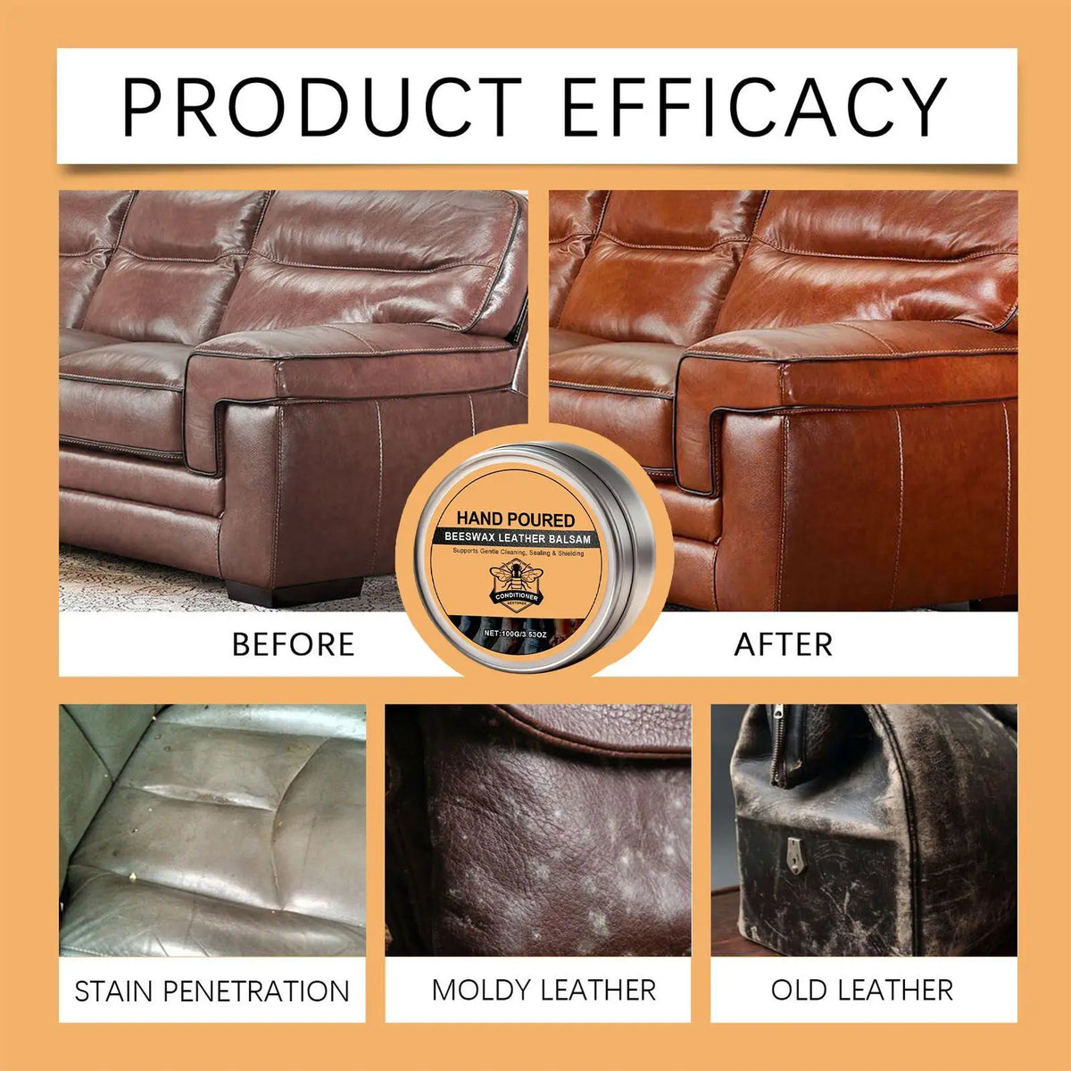Leder Conditioner mit Bienenwachs – Pflege- & Detailbalsam für Jacken, Schuhe, Möbel, Taschen & Autositze