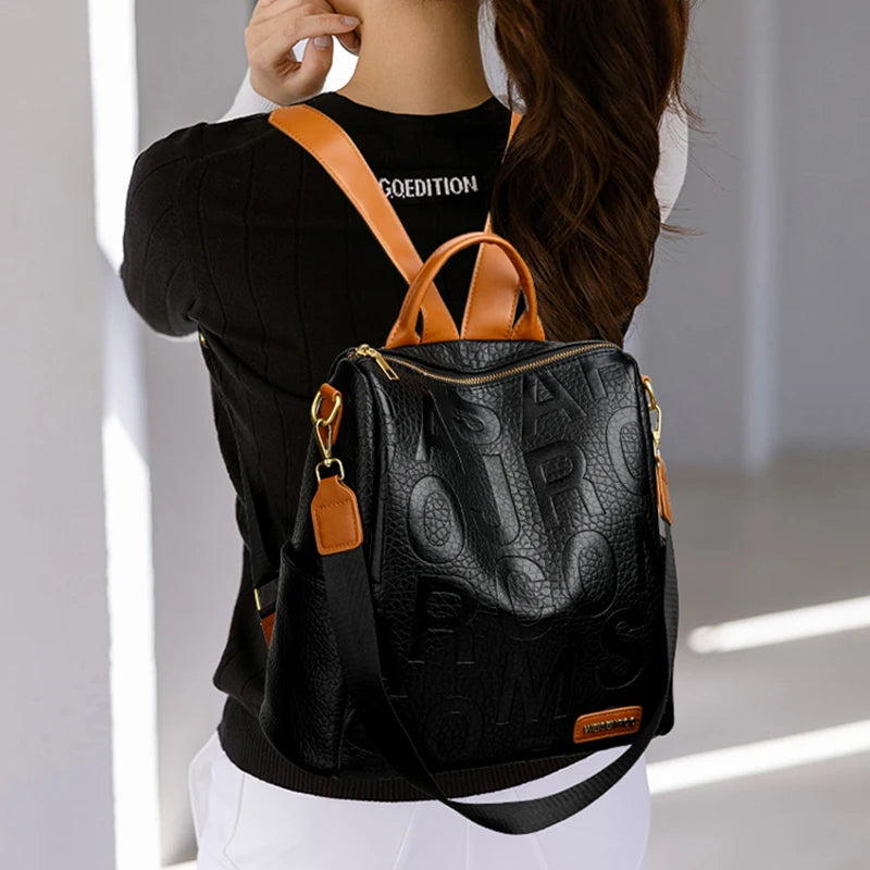 LANYIBAIGE Damen Rucksack im Vintage-Design – Weicher Lederlook Backpack für Schule, College & Freizeit, modischer Tagesrucksack für Mädchen