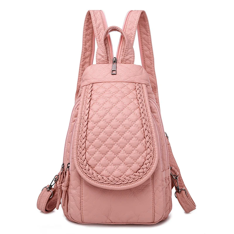 KMFFLY Damen Mini Rucksack aus weichem PU Leder – Bestickter Blumen Backpack, leichter Fashion Schul- & Freizeitrucksack für Mädchen