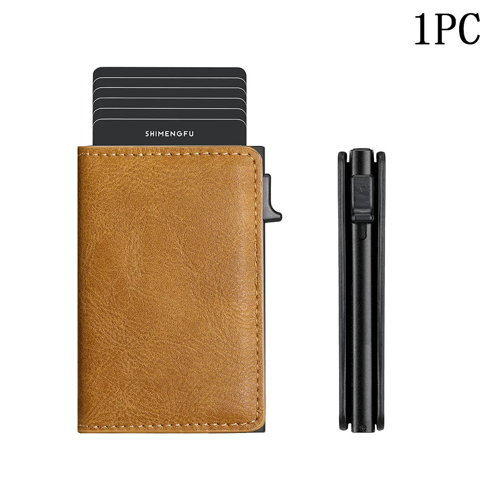 Metall Leder Kartenhalter mit Pop-Up Funktion – Minimalistisches Designer ID & Kreditkarten Wallet für Damen & Herren