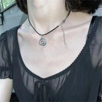 Vintage Spiral-Vortex Anhänger Halskette – Handgeflochtene Lederkordel im Boho & Y2K Stil, Unisex Schmuck