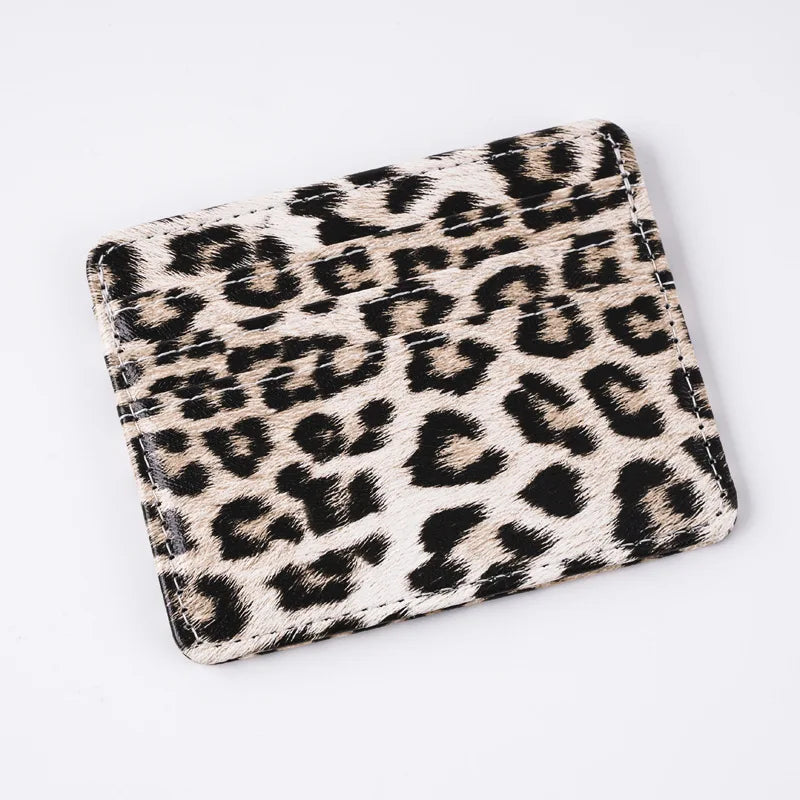 Leopard Cartes en cuir PU – Modischer ID- &amp; Creditkartenhalter im Animal-Design | Mini portefeuille élégant pour femmes