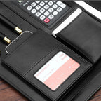 Professionelle Leder A4 Konferenzmappe mit Klemmbrett &amp; Taschenrechner – Portafolio de negocios para oficinas y reuniones