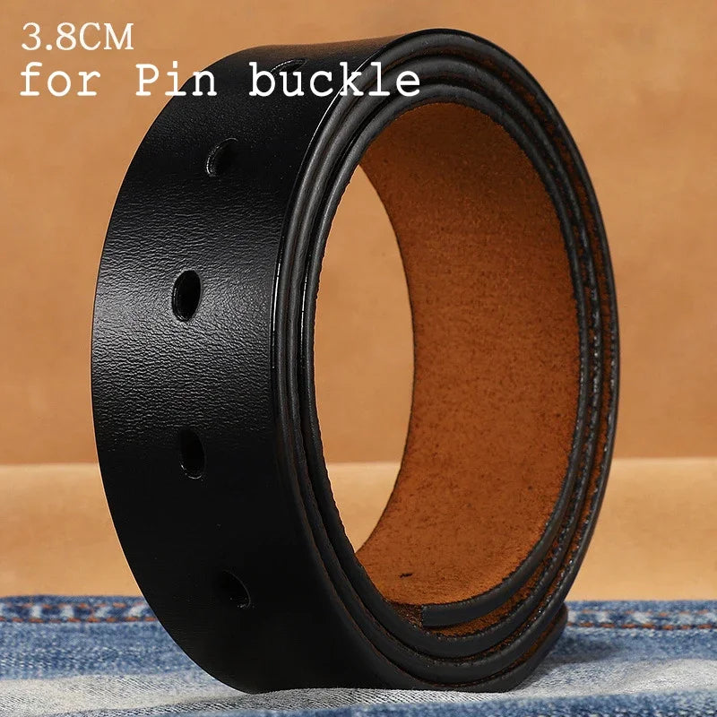 2.8cm 3.0cm 3.3cm 3.5cm 3.8cm Leather Belt Body No Buckle for Smooth Automatic Pin Buckle Belt Strap Without Buckle Men Women