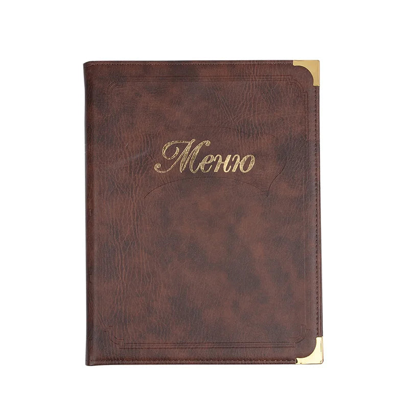 A4 PU Leder Menühalter für Restaurant &amp; Hotel – Robuste Speisekartenmappe mit 7 Taschen in Schwarz, Braun oder Weinrot 