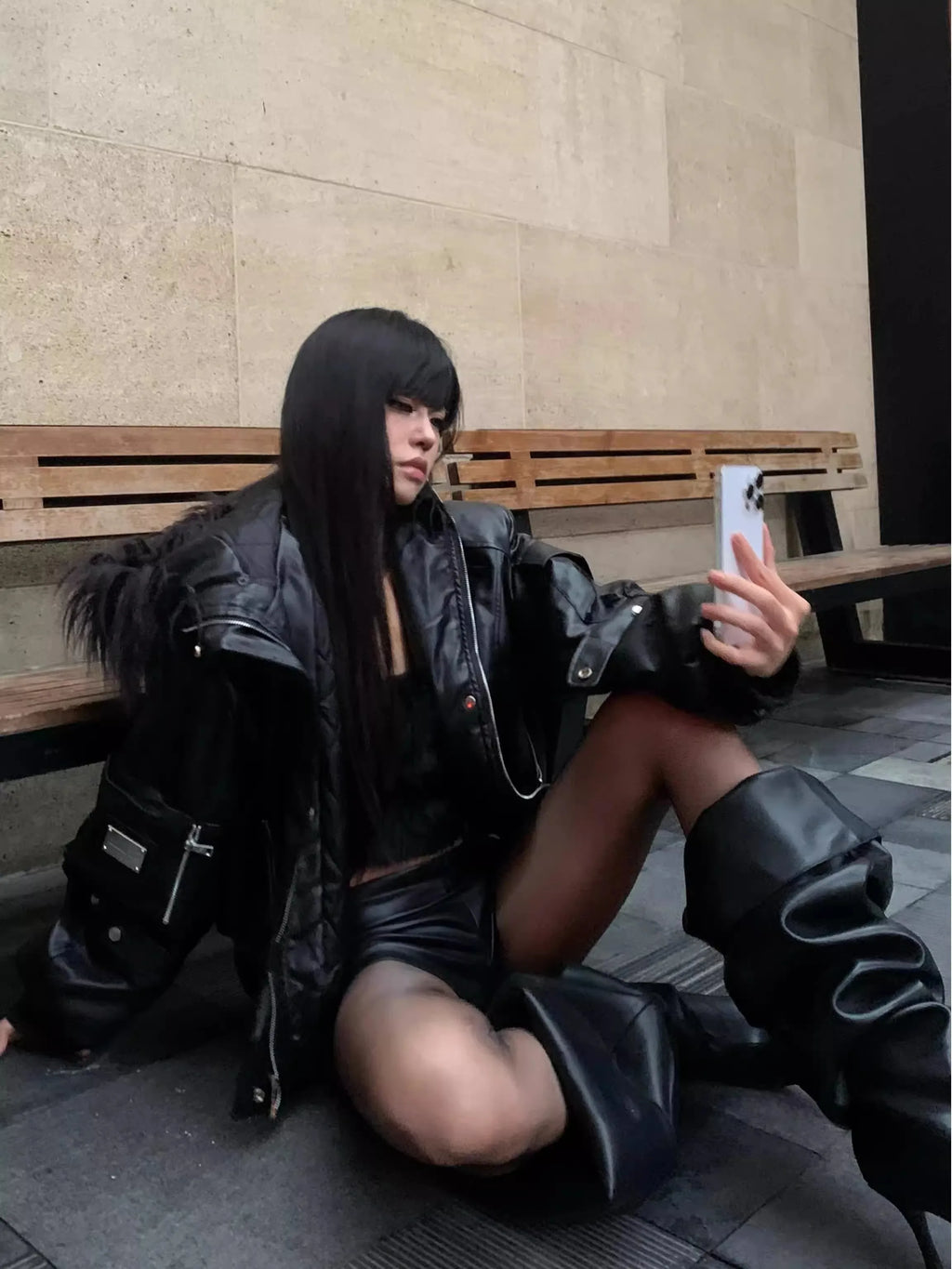 Herren PU-Lederjacke oversize mit Kunstfell-Kapuze – Kurze schwarze Designer Jacke, cálido y elegante para mujeres y hierbas