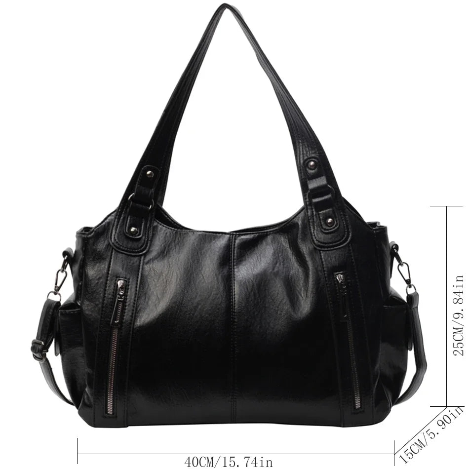 VANDERWAH Damen Schultertasche – Grand sac fourre-tout en cuir PU, sac hobo élégant et sac messager pour étiquettes et shopping