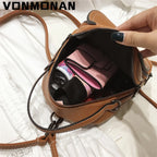 VONMONAN Mini Damen Leder-Rucksack - Mochila de cuero de PU de moda pequeña, suave al tacto y multifuncional