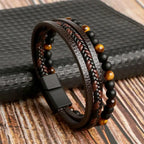 Classique Herren Lederarmband – Handgeflochtenes Multi-Layer Armband mit Magnetverschluss im modernen Punk-Style