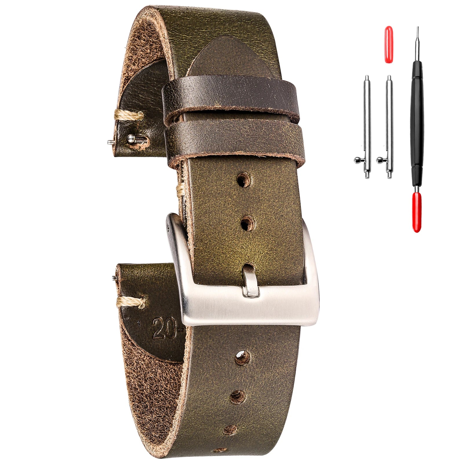 HEMSUT Horween Leder Uhrenarmband mit Quick Release – Vintage Watch Strap aus Premiumleder 18 mm–22 mm mit Dornschließe für Herren & Damen