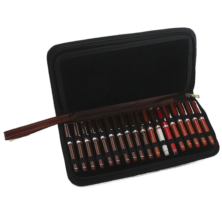 PU Leder Stifteetui für 10–48 Stifte – Wasserfeste Pen Pouch für Füllfederhalter & Rollerball Pens
