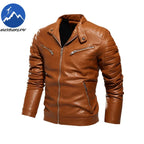 Chaqueta de cuero sintético amarillo para hombre, chaqueta de motociclista con parches, abrigo informal con cremallera, chaqueta de motociclista ajustada con forro de piel