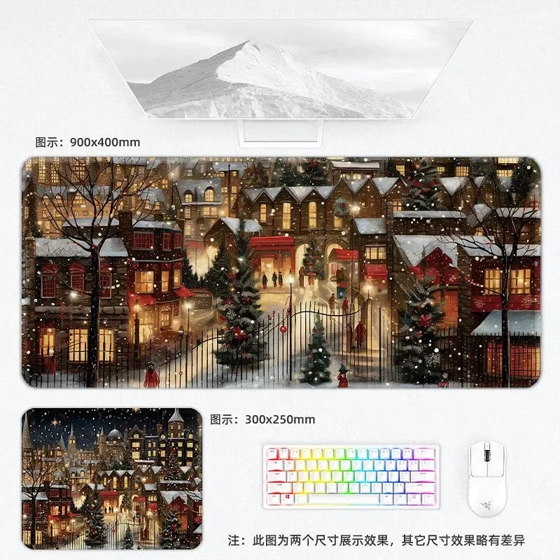 Weihnachtliche XXL PU Leder Schreibtischunterlage - Alfombrilla de ratón con dibujos animados Kawaii para ordenador, teclado y portátil 