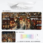 Weihnachtliche XXL PU Leder Schreibtischunterlage - Alfombrilla de ratón con dibujos animados Kawaii para ordenador, teclado y portátil 