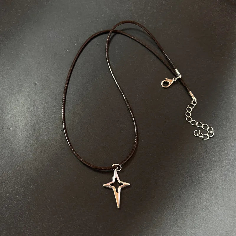 Vintage Halskette mit braunem Stein-Anhänger – Eleganter Layering Choker & Clavicle Chain aus Edelstahl für Damen & Herren