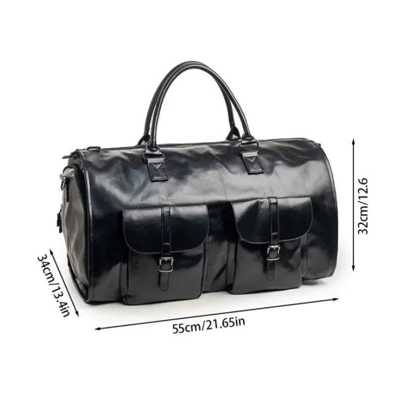 2025 Herren Business Reiseanzugtasche aus PU-Leder – Wasserdichte 2-in-1 Garment & Duffle Bag, große Handgepäck Reisetasche für Kleidung