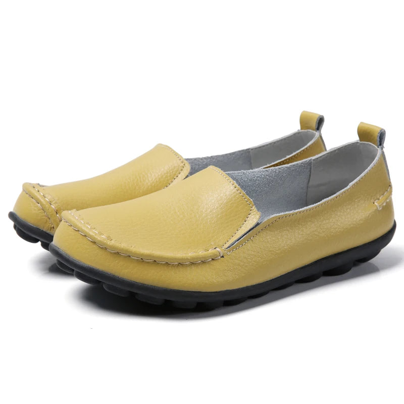HAJINK Damen Flats 2024 – Weiche Slip-On Loafers aus echtem Leder, elegante Moccasins für Alltag & Freizeit, Plus Size