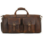 QINGWU Große Leder Reisetasche für Herren – Luxus Duffle & Suit Bag aus echtem Rindsleder mit hartem Korpus