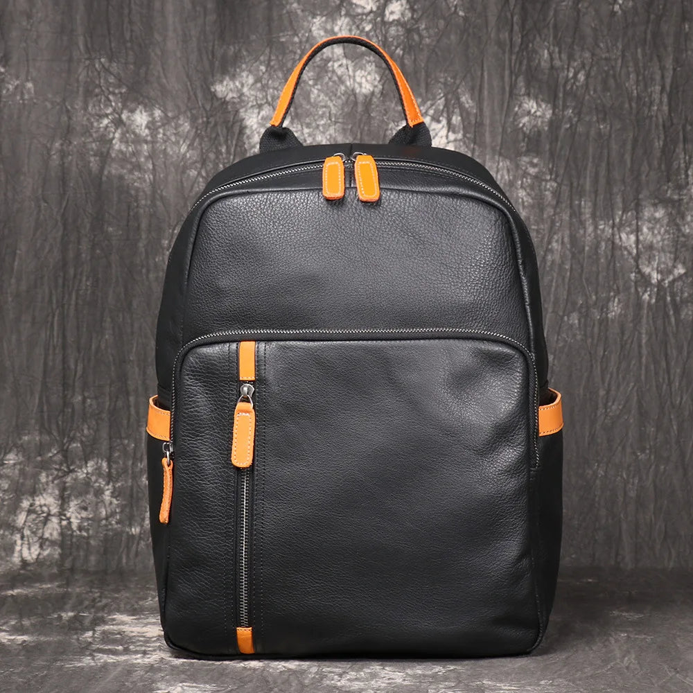LEATHFOCUS Herren Rucksack aus echtem Leder – 15-Zoll Laptop Rucksack für Schule, Uni & Freizeit