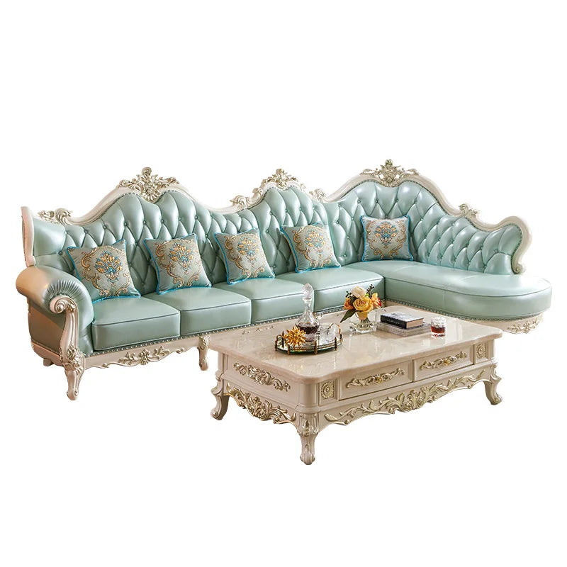 Elegantes Leder-Ecksofa en forma de L – Skandinavisches Design mit Massivholzgestell, hochwertiges Wohnzimmer-Sofa aus Echtleder