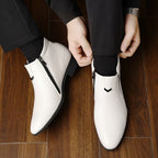 LEDP Bottines rétro pour hommes LE107 – Luxus PU Leder Motorradboots, High-Top Zipper Stiefel, Komfortable Herren Boots, Große Größen 