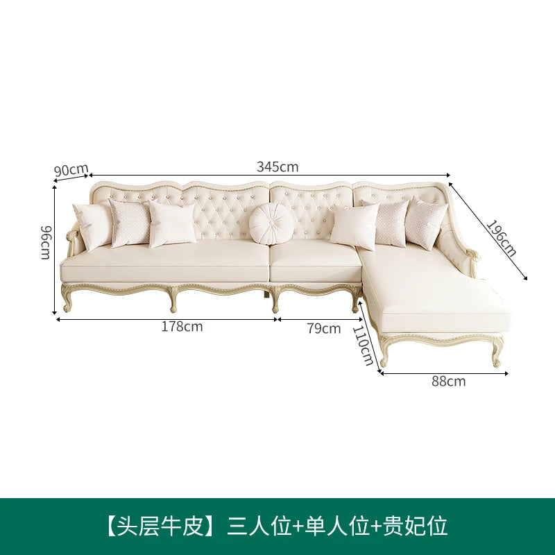 Amerikanisches Light-Luxury Ledersofa – Moderne französische Wohnlandschaft aus echtem Leder, europäisches Ecksofa für stilvolle Wohnzimmer